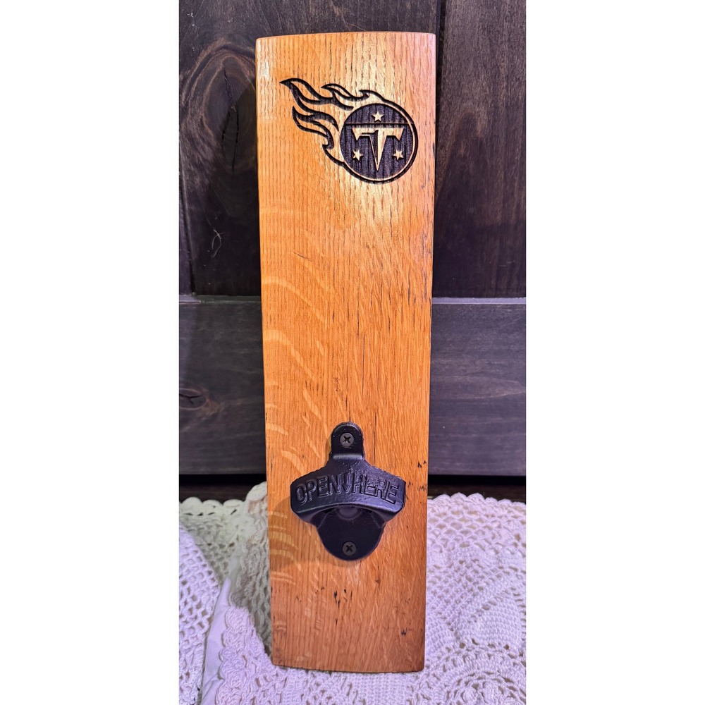 Tennessee Titans Bottle Opener Wall‎ Mount Wood Beer Soda NFL Football Titan Up
